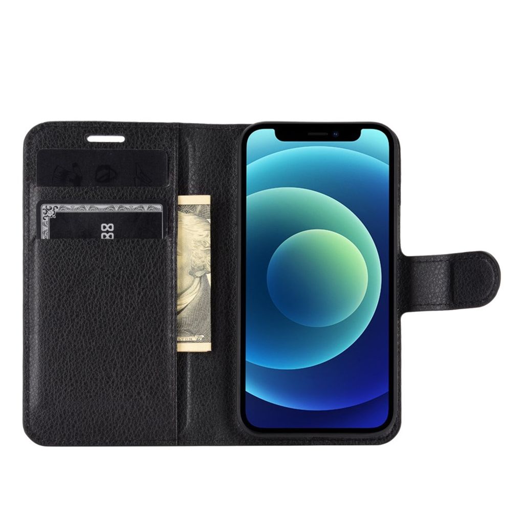 iPhone 12 Mini Wallet Cover with Stand - Black
