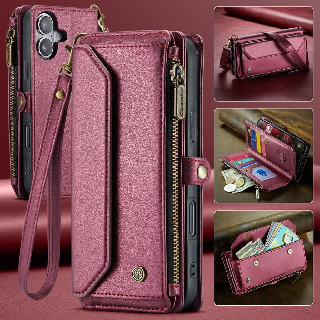 CASEME iPhone 16 Plus Cover with 10 Card Slots - Red