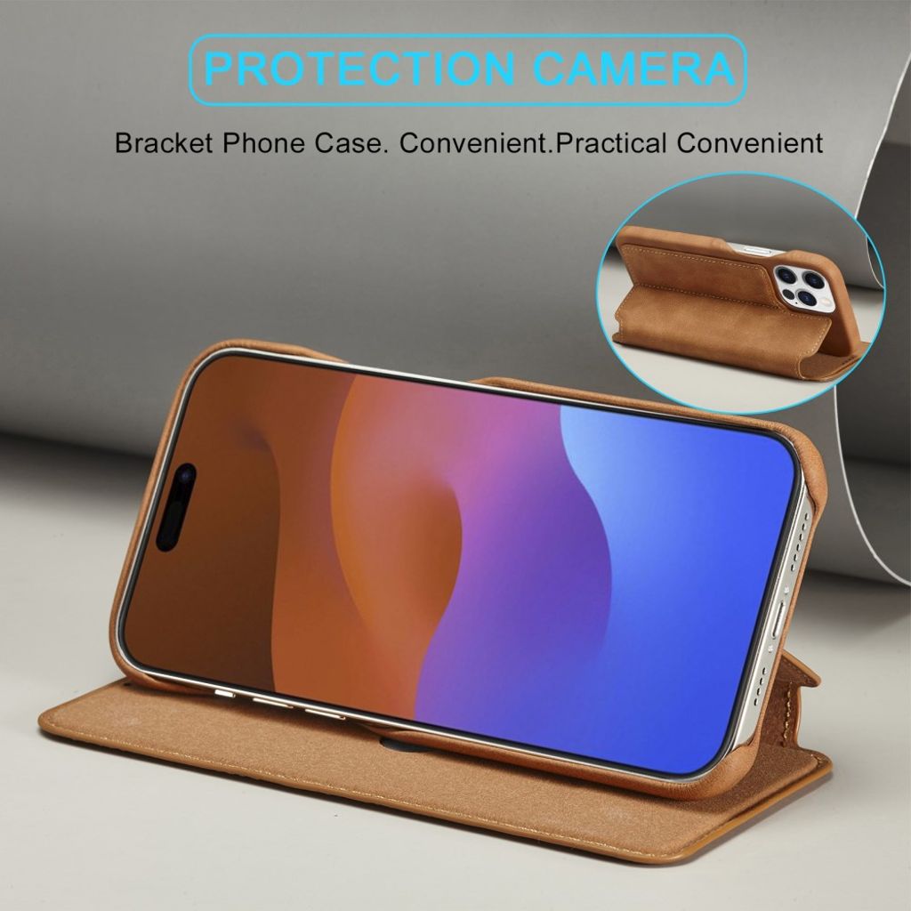 LC.IMEEKE iPhone 15 Pro Max Fodral med Stativ - Brun