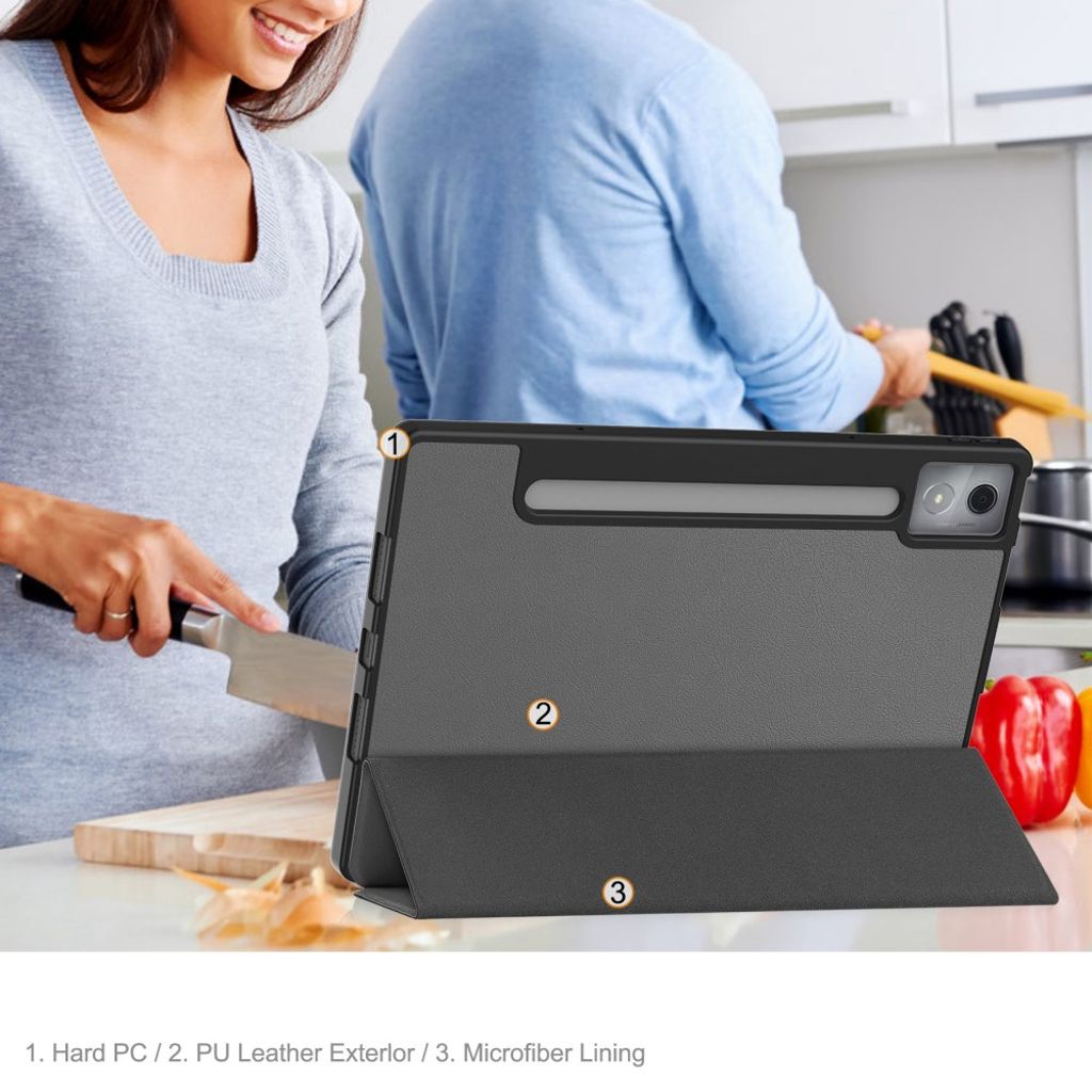 Lenovo Idea Tab Pro Etui Tri-Fold Stativ med Pennespor – Grå
