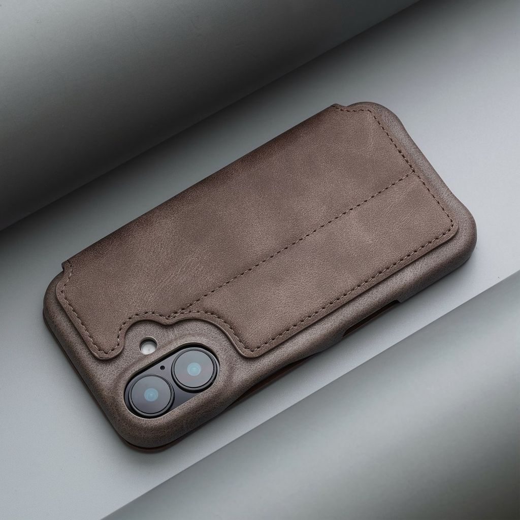 LC.IMEEKE iPhone 16 Cover with Stand - Dark Brown