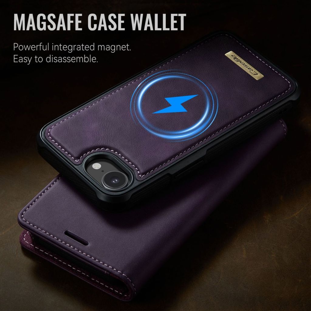 CASEME C49 Cover for iPhone 16e with Wallet, RFID Blocking & MagSafe – Purple