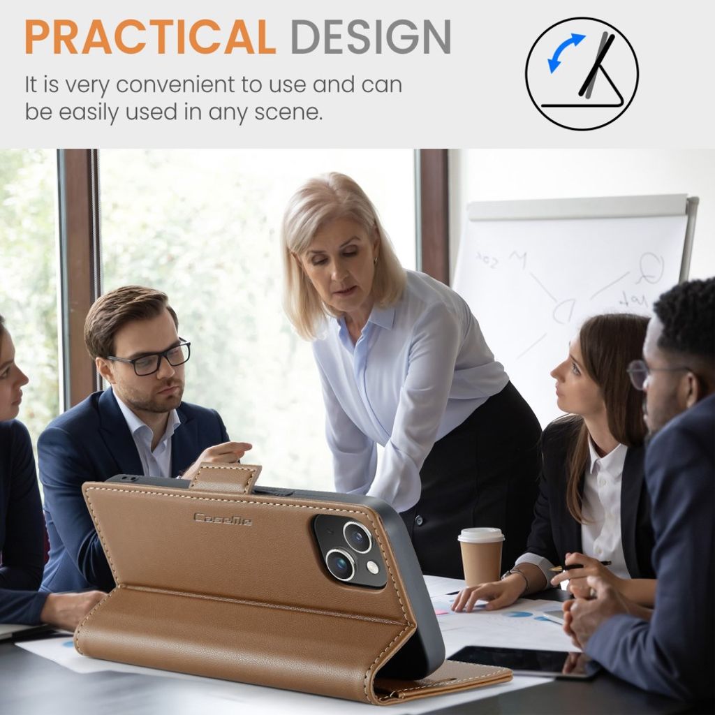 CASEME iPhone 14 Pungetui RFID-blokerende 3 Kortpladser - Brun