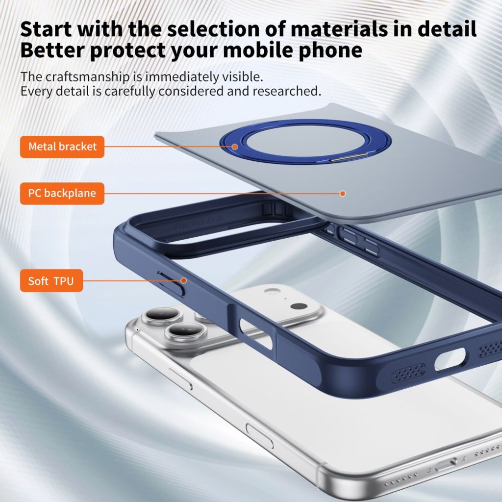 iPhone 18 Pro/17 Pro MagSafe Deksel med ringstøtte - Blå