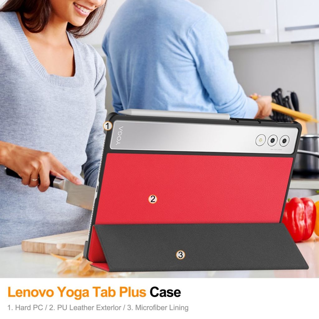 Lenovo Yoga Tab Plus Kotelo, jalusta - punainen