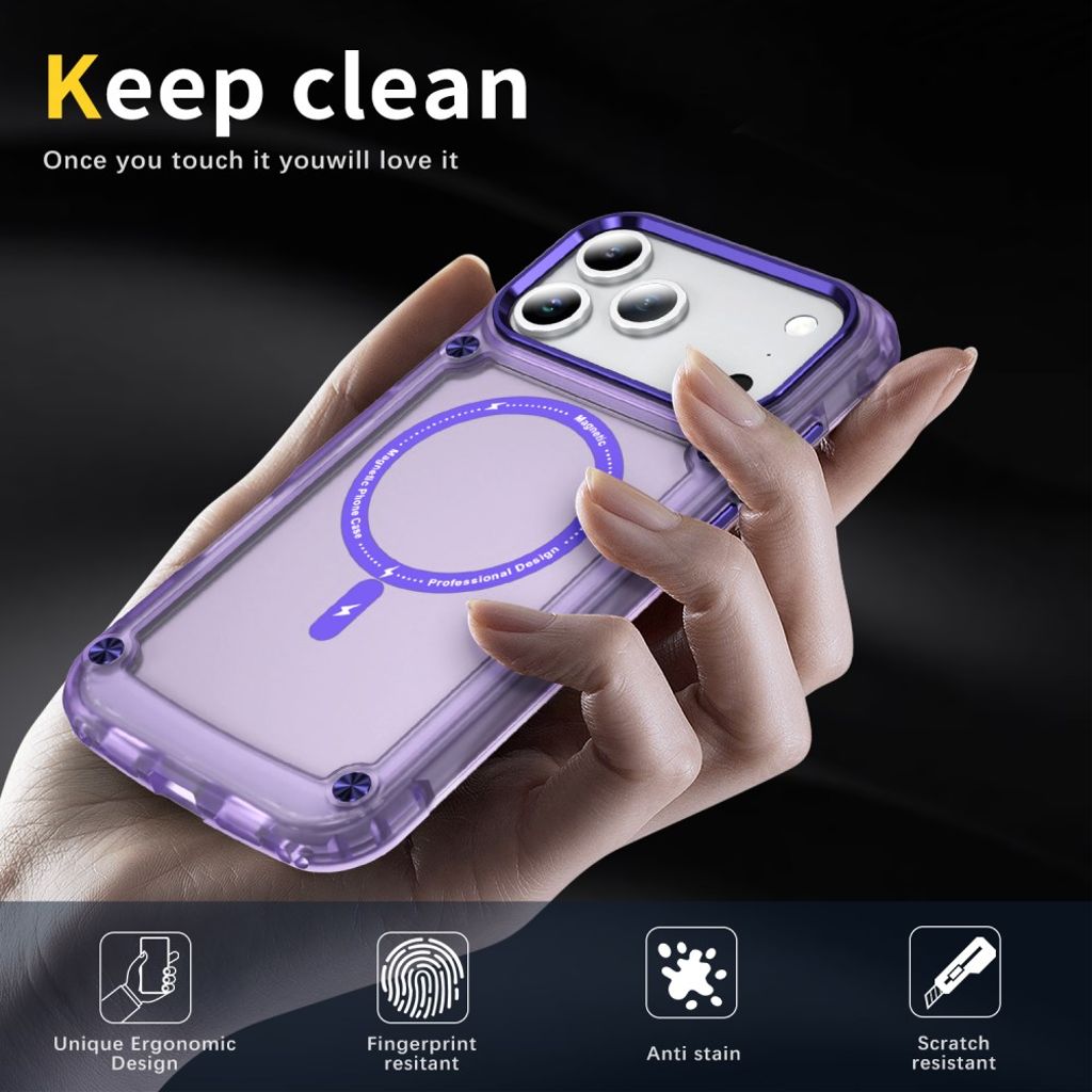 iPhone 17 Pro MagSafe-yhteensopiva Kuori - läpinäkyvä violetti