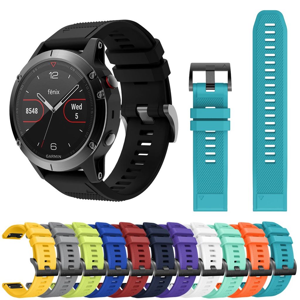 Garmin Fenix 5/Fenix 5 Plus/Fenix 6 osv. Silikonklokkerem – Svart