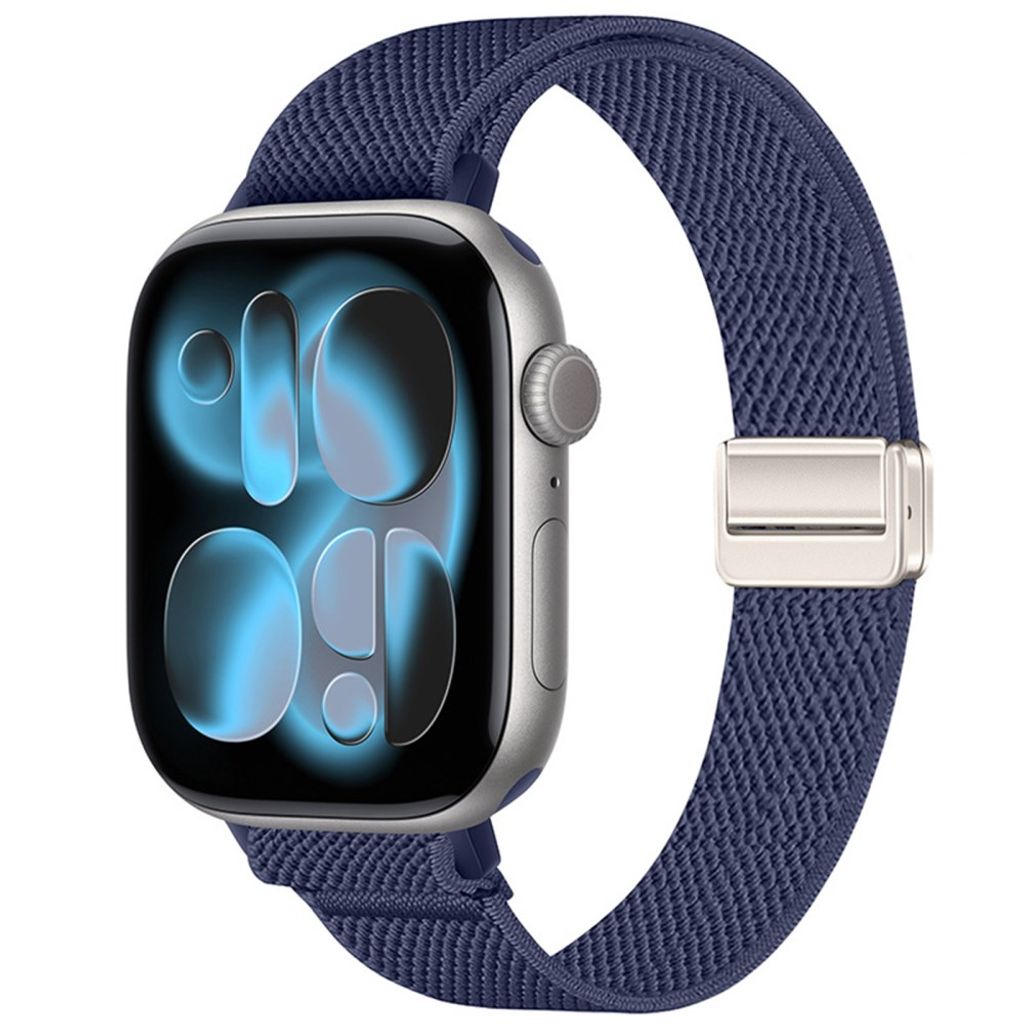 Apple Watch 49/46/44/42mm Smalt Klockarmband i Nylon - Mörkblå