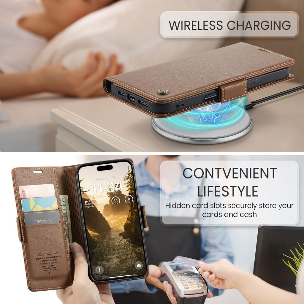 CASEME iPhone 16 Cover with Card Slots - Brown