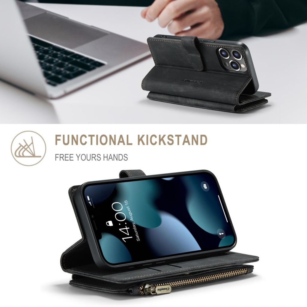 CASEME iPhone 13 Pro Lompakkokotelo Kortin haltija - Musta