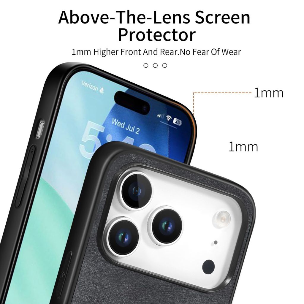 iPhone 18 Pro Max/17 Pro Max Kuori PU-nahkaa - Musta