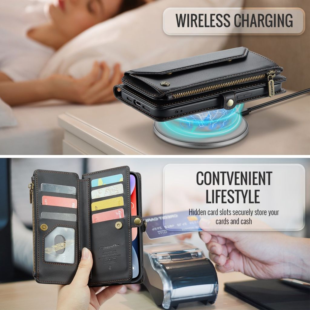 CASEME iPhone 14 Plus Wallet Cover RFID-blockerande - Svart