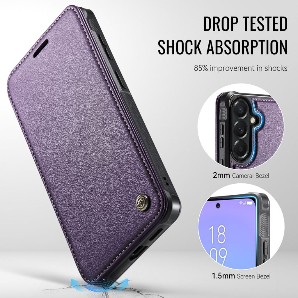CASEME 053 Samsung Galaxy A17/A16/A26 Lompakkokotelo MagSafe RFID-estävä - Violetti