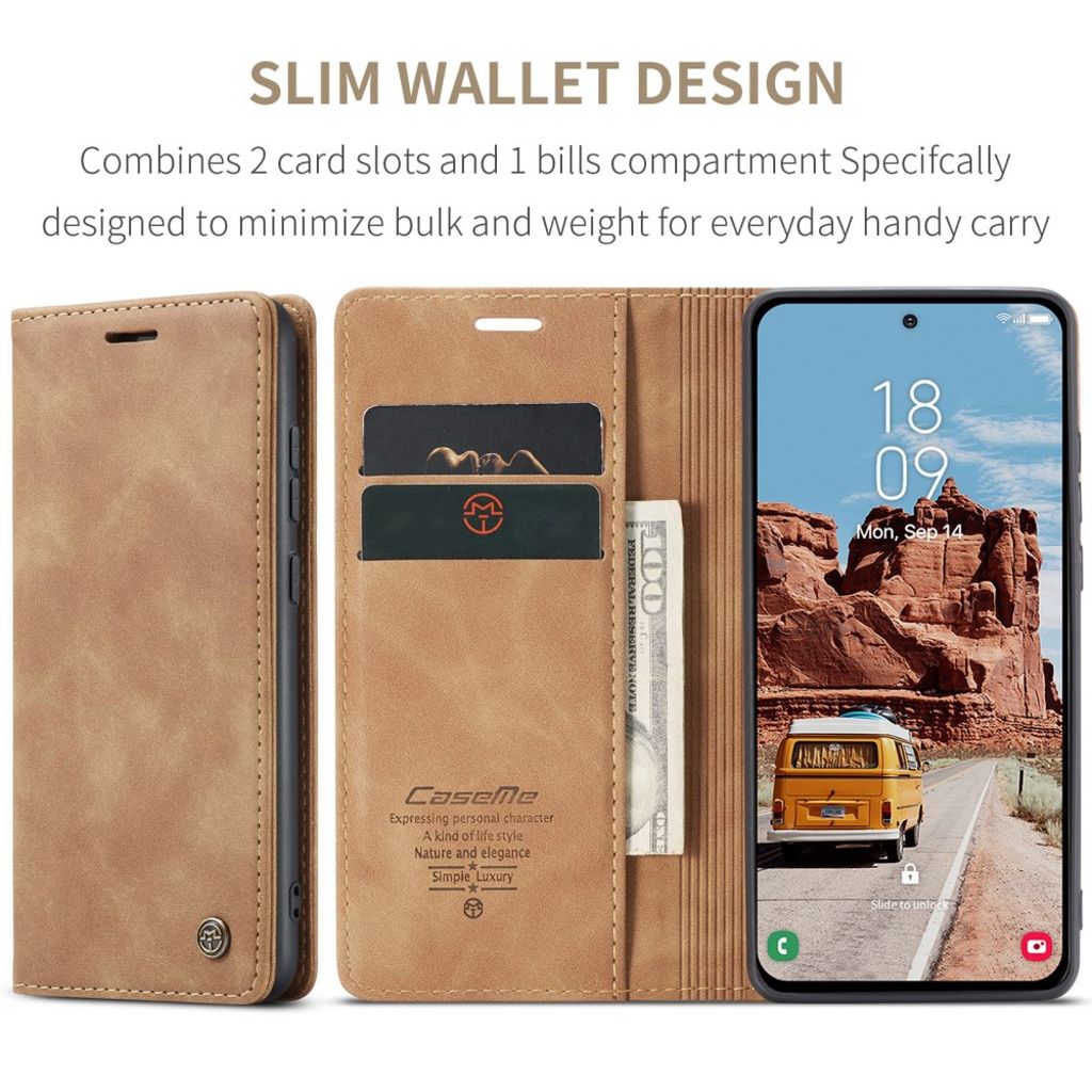 CASEME Samsung Galaxy S25 FE Plånboksfodral med Kortfack - Brun