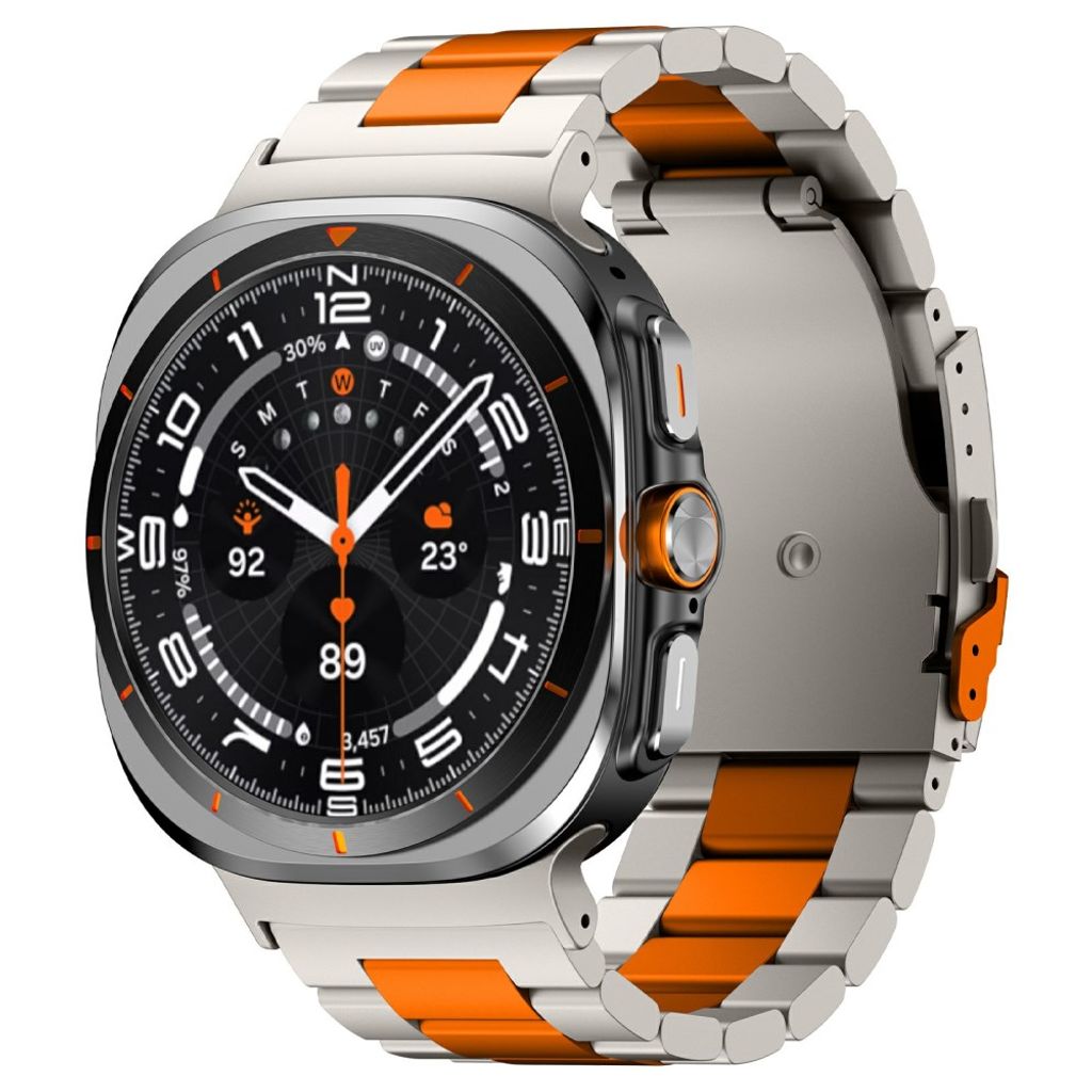 Samsung Galaxy Watch Ultra2/Ultra 47mm Klokkereim Titan – Grå/Oransje