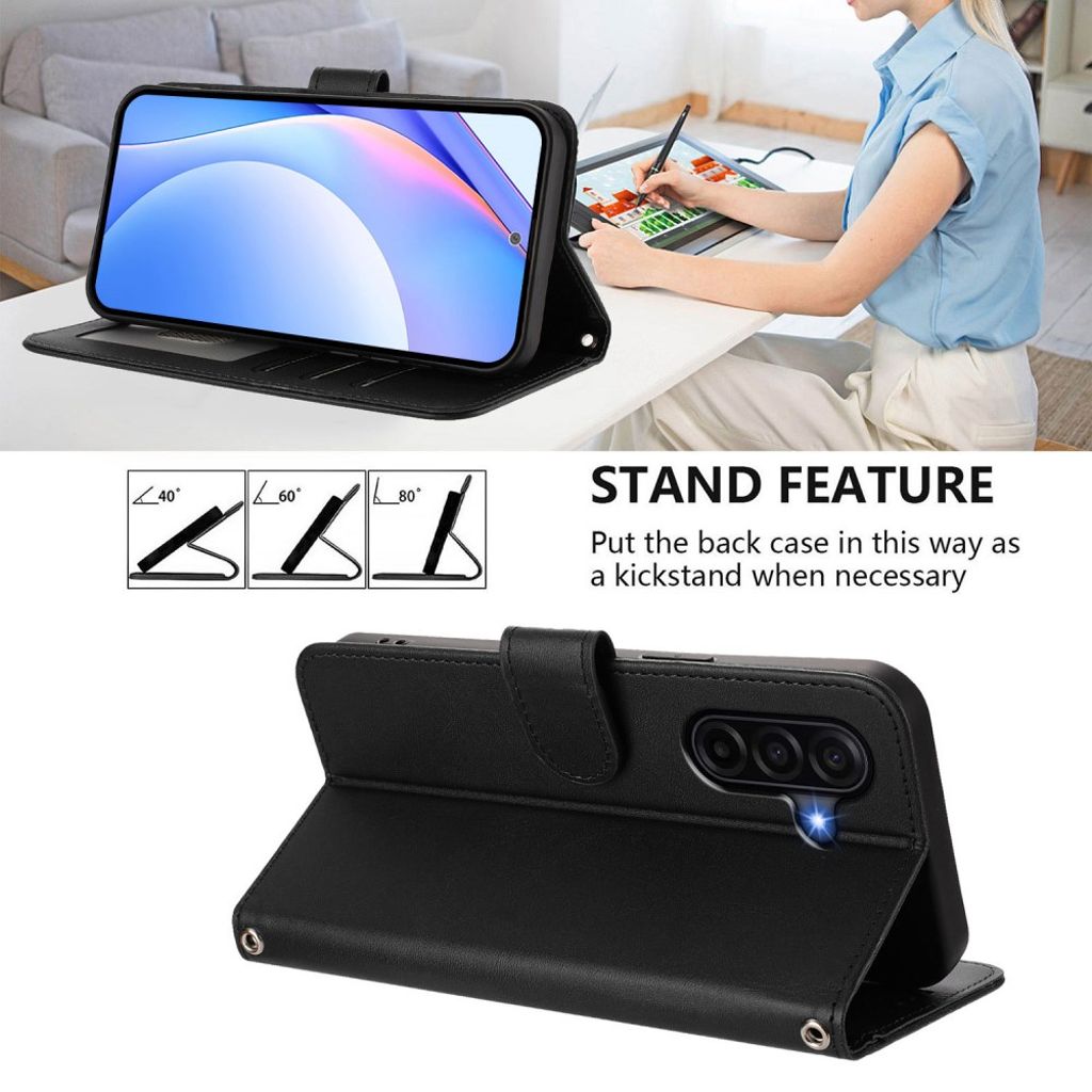 Samsung Galaxy A57 5G Pungetui RFID-blokerende Stativ - Sort