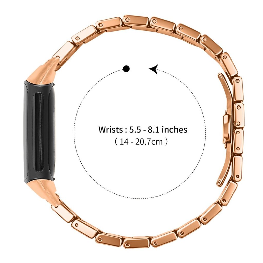 Fitbit Charge 6 / Charge 5 Urrem Rustfrit Stål – Rosaguld