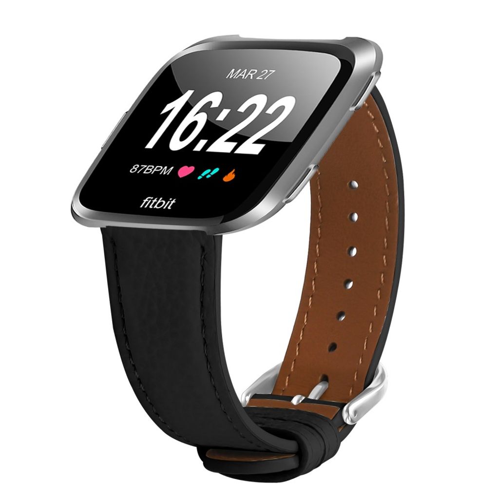 Fitbit Versa/Versa Lite/Versa 2 Urrem PU Læder – Sort