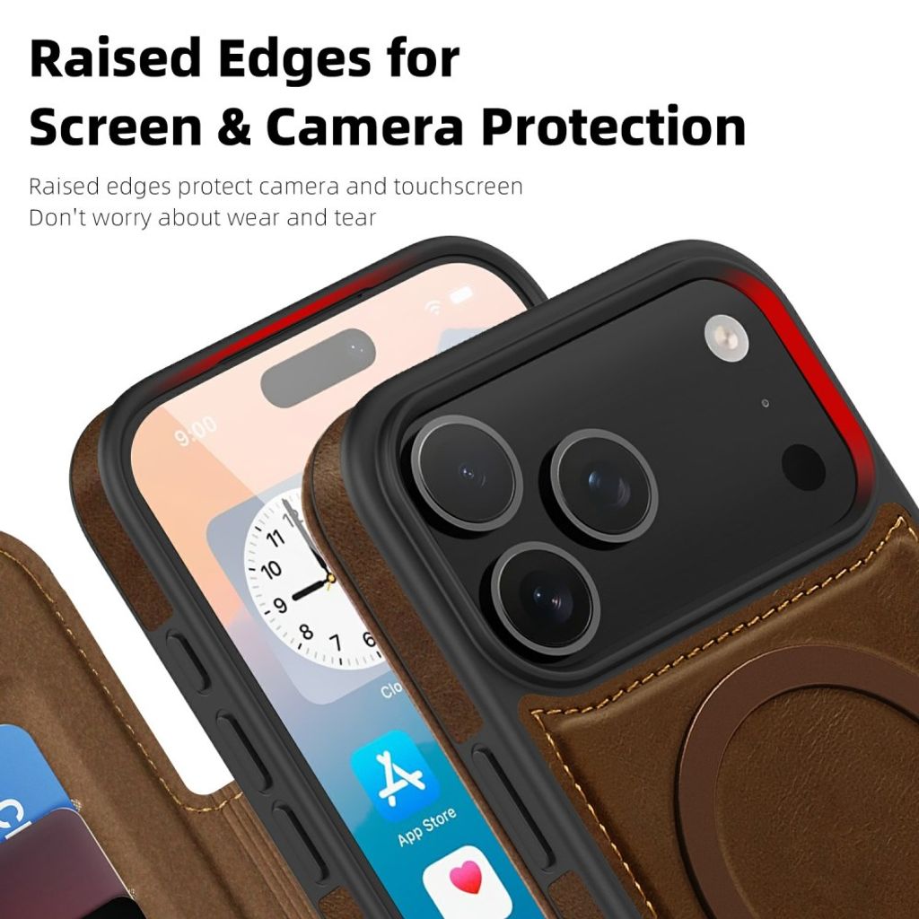 iPhone 18 Pro/17 Pro MagSafe Lompakkokotelo - Tummanruskea