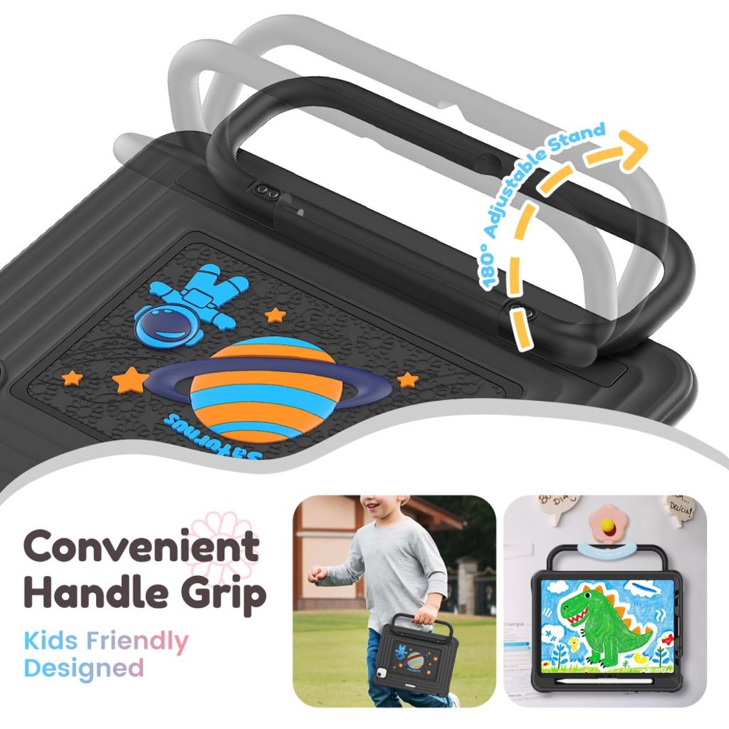 Lasten kuori jalustalla iPad Airille/Prolle 11" - musta