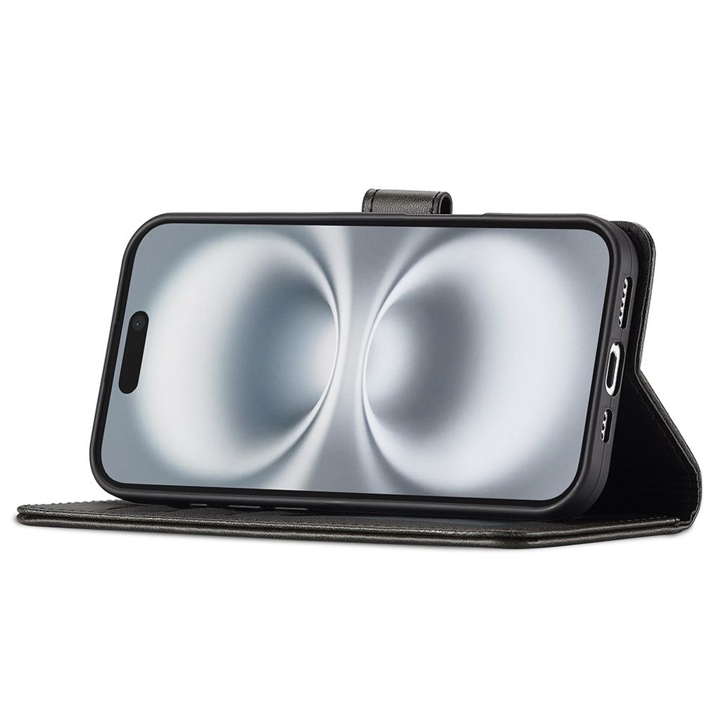 LC.IMEEKE iPhone 17 Wallet Cover with Stand - Black
