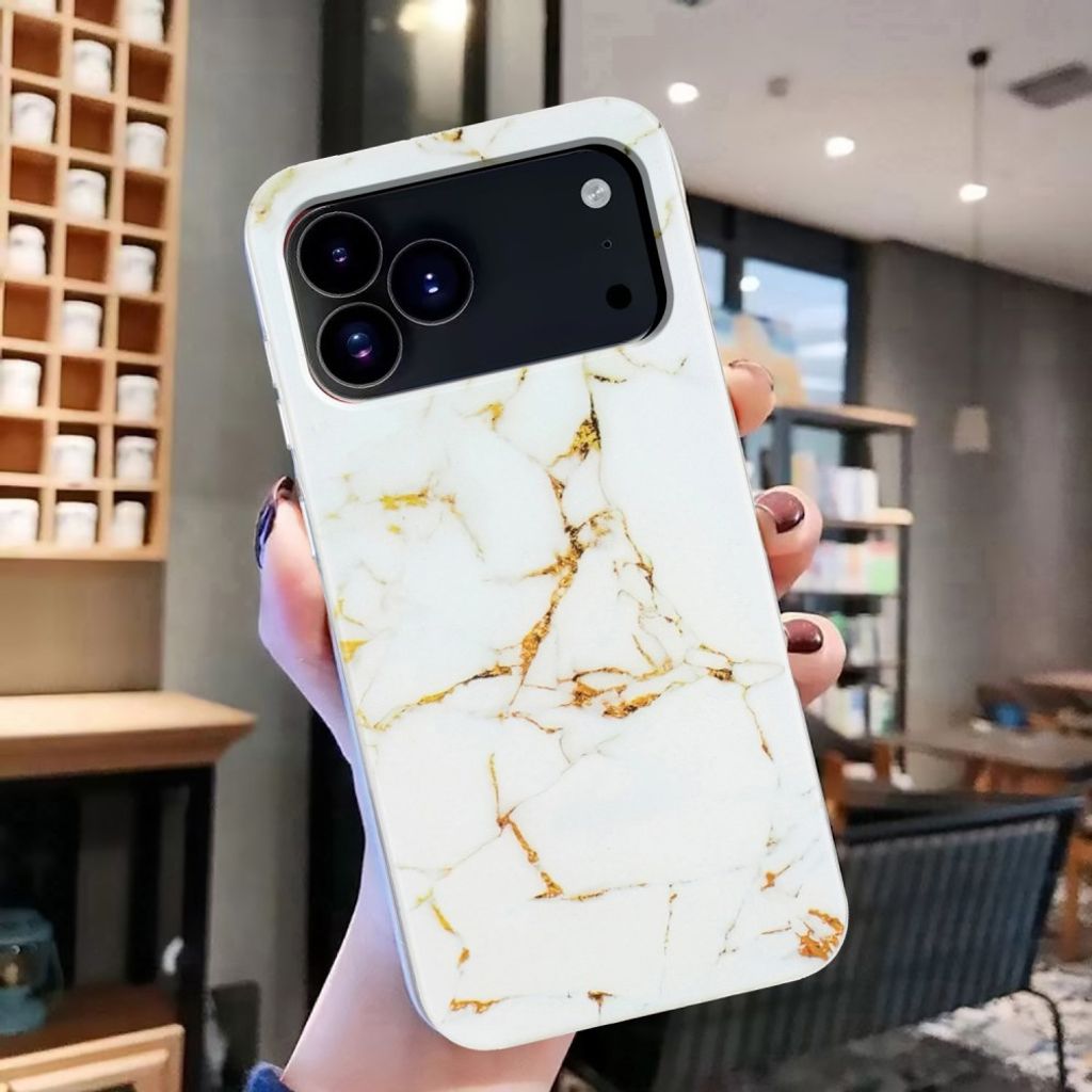 iPhone 18 Pro/17 Pro Skal Marmormönstrat TPU - Vit