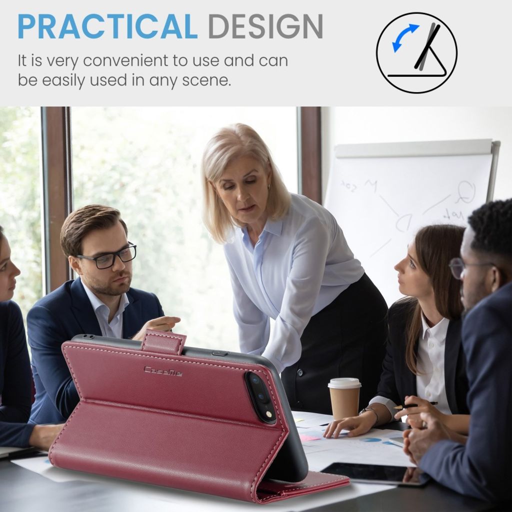 CASEME iPhone 6 Plus/6s Plus/7 Plus/8 Plus Kotelo Korttipaikka - Punainen