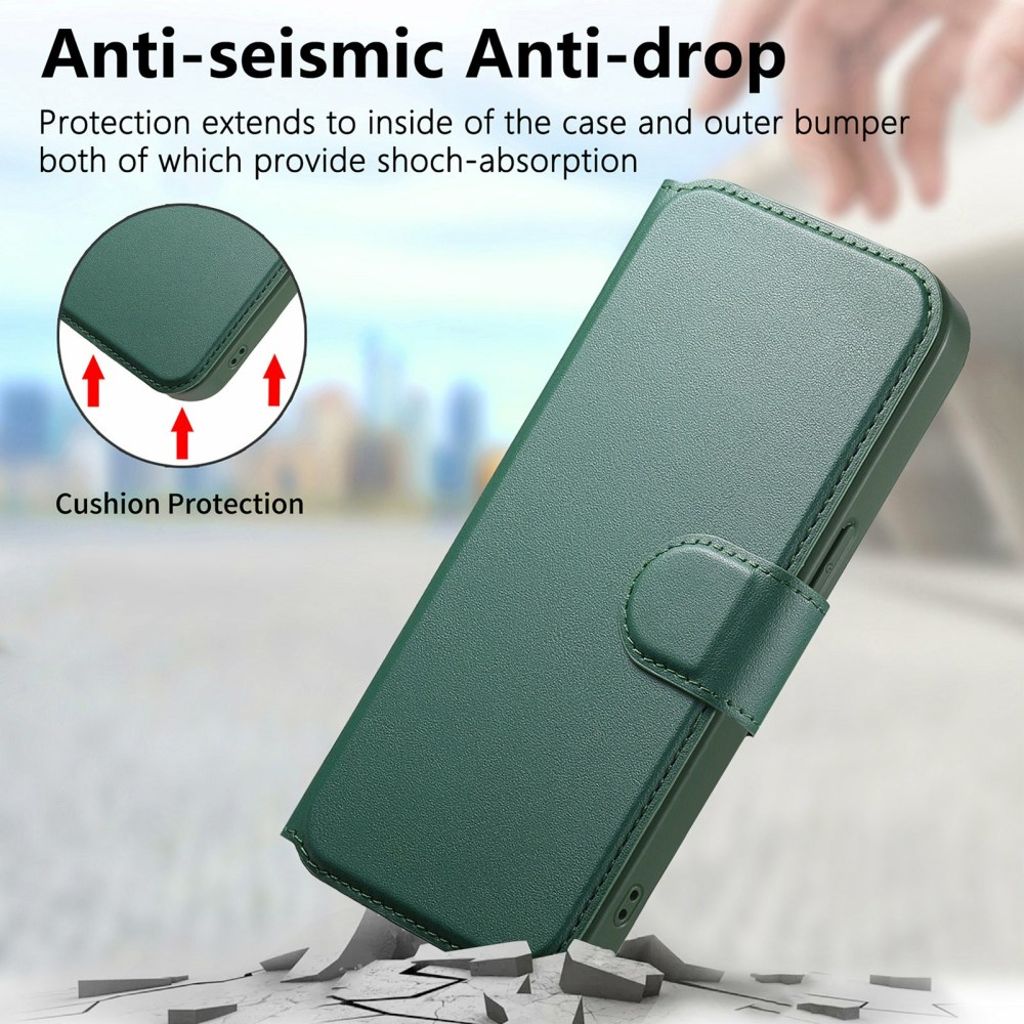 CASENEO iPhone 15 Pro MagSafe Wallet Cover Detachable Wallet - Green