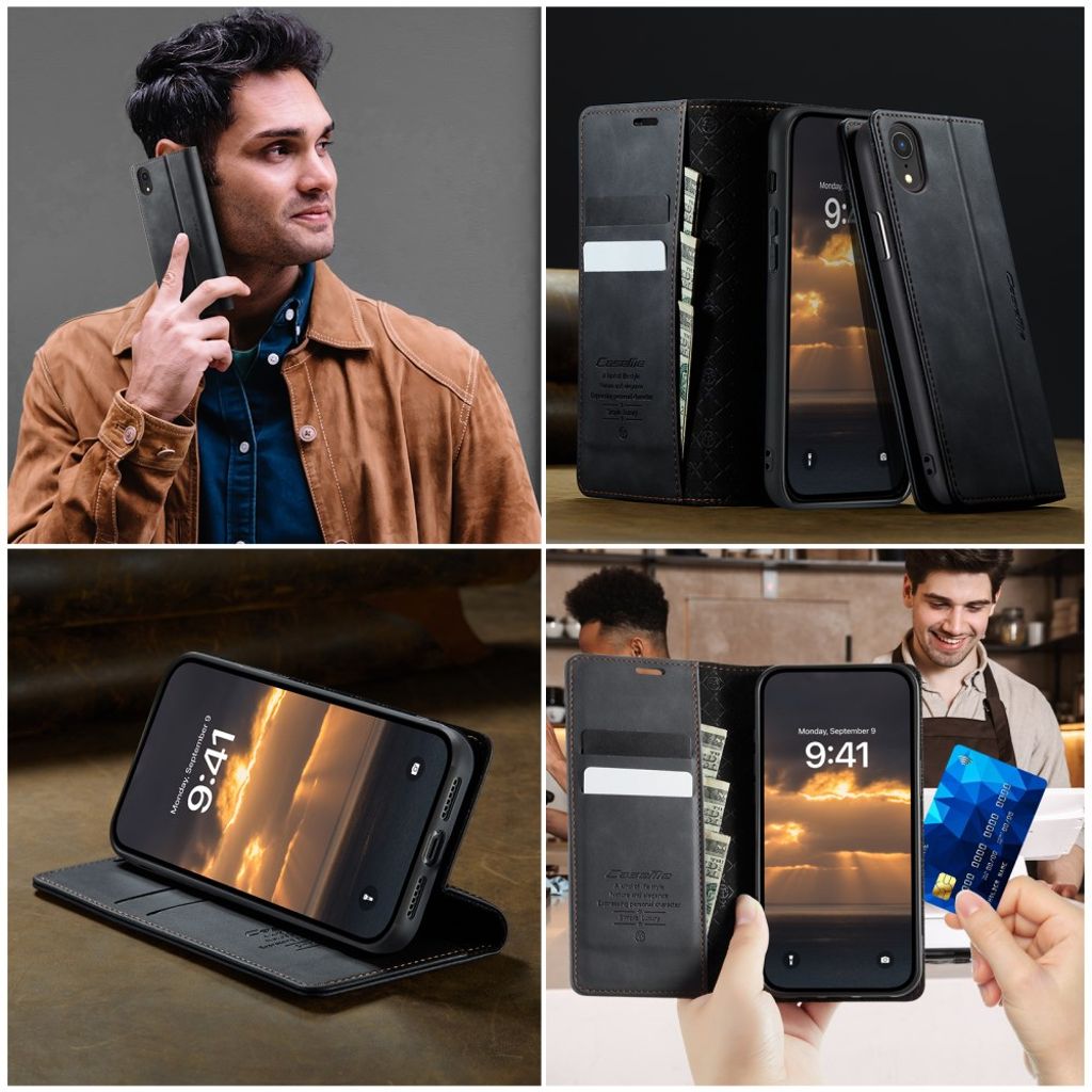CASEME iPhone XR Plånboksfodral RFID-blockerande Stativ – Svart