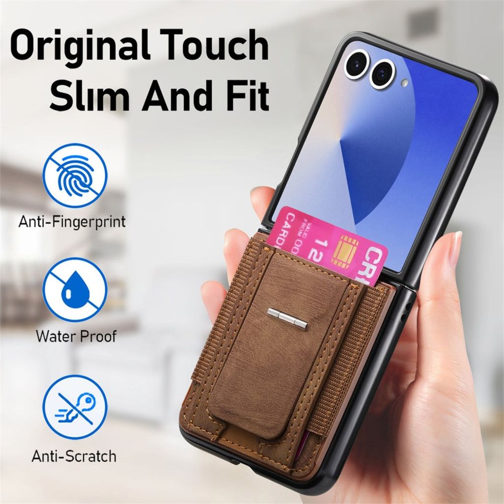Samsung Galaxy Z Flip7 5G Skal med korthållare - Brun
