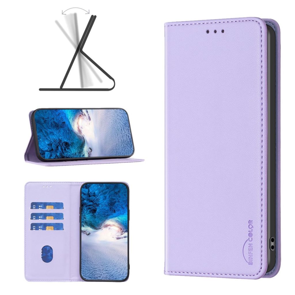BINFEN COLOR iPhone 16 Plus Wallet Cover Magnetic Closure – Purple