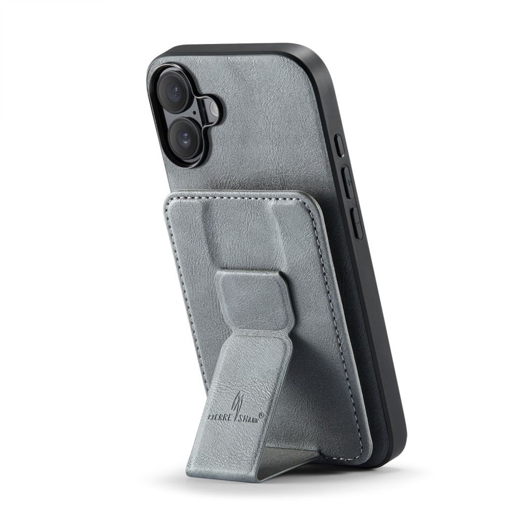 FIERRE SHANN iPhone 16 Case with Card slots - Grey