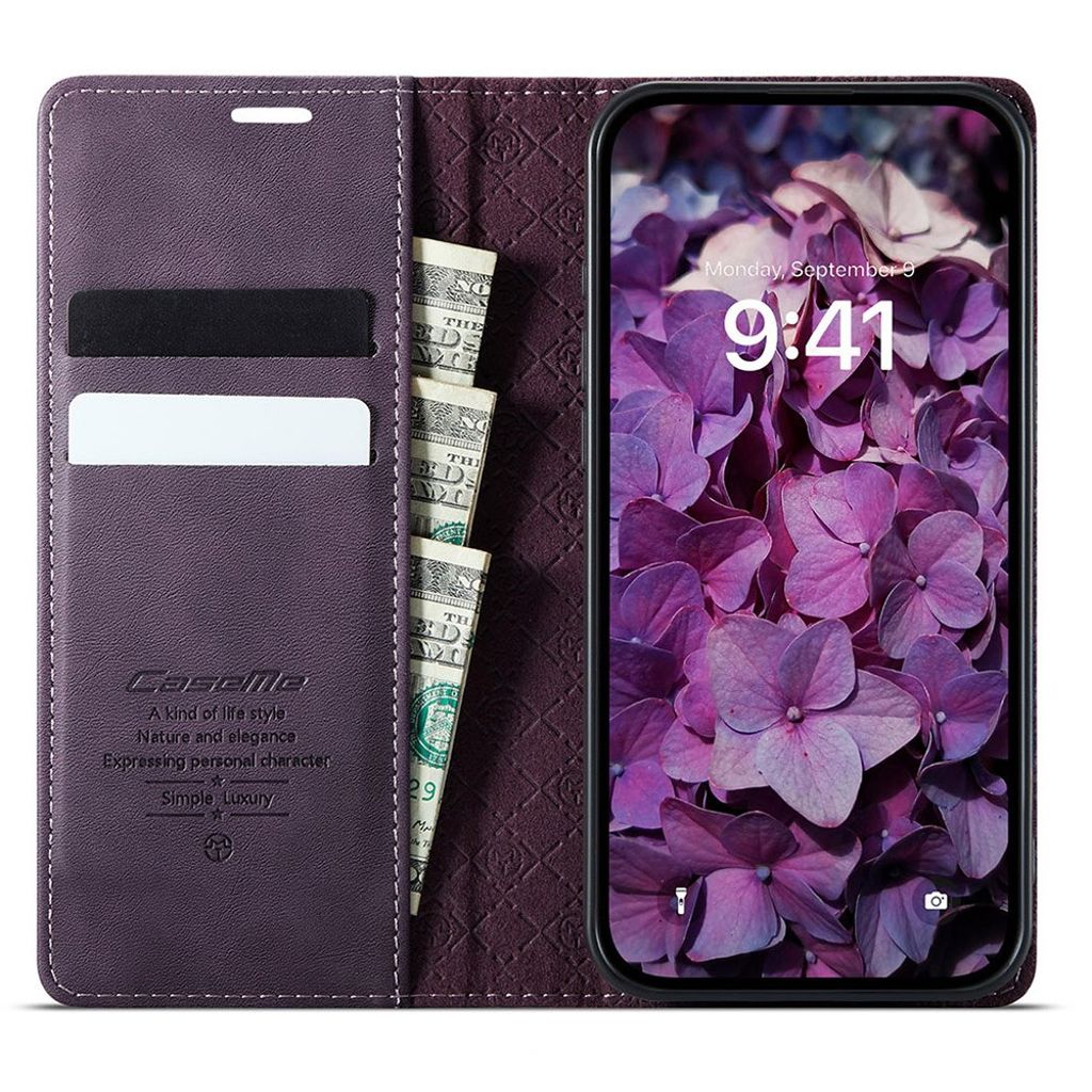CASEME iPhone 16e Plånboksfodral RFID-blockerande med Stativ – Lila
