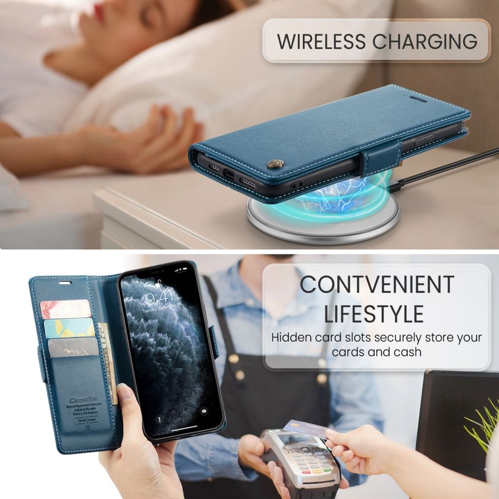CASEME iPhone 11 Pro Max Plånboksfodral RFID-blockerande – Blå