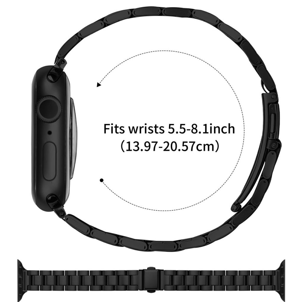Apple Watch 42/41/40/38mm Klockarmband i rostfritt stål - Svart