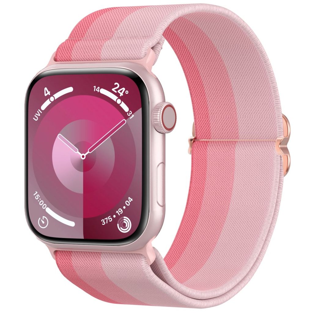AHASTYLE WE26 Apple Watch 49 / 46 / 44 / 42mm Punottu nailoninen kellonranneke - Vaaleanpunainen