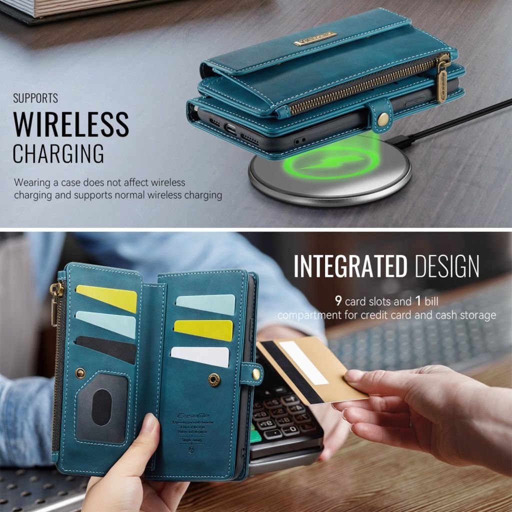 CASEME iPhone XR Plånboksfodral RFID-blockerande Stativ med Rem – Grön
