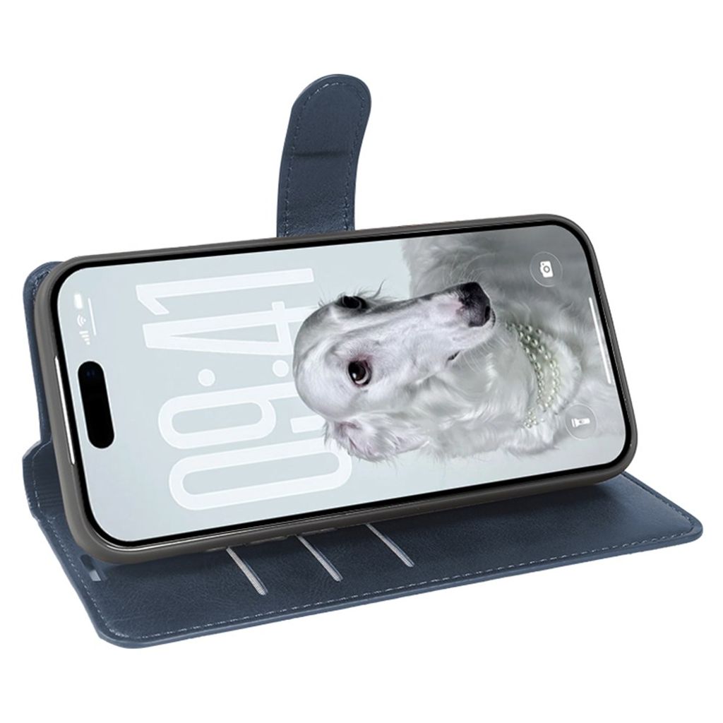 iPhone 18 Pro/17 Pro Plånboksfodral med Stativ PU-läder – Blå