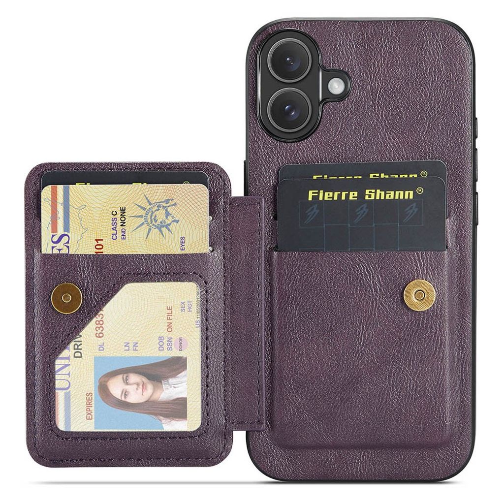FIERRE SHANN iPhone 16 Case with Card slots - Purple