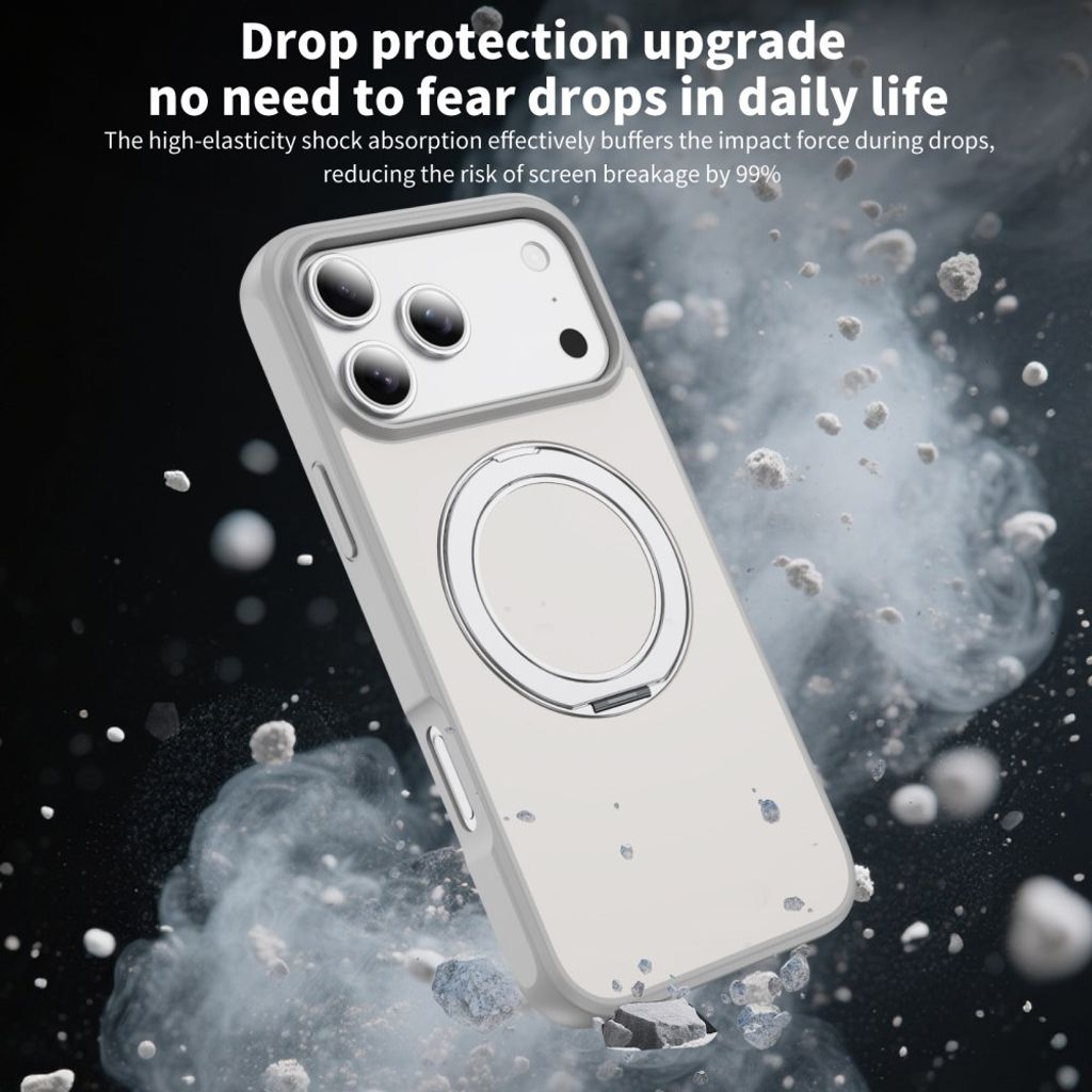 iPhone 18 Pro/17 Pro MagSafe Deksel med ringstøtte - Hvit