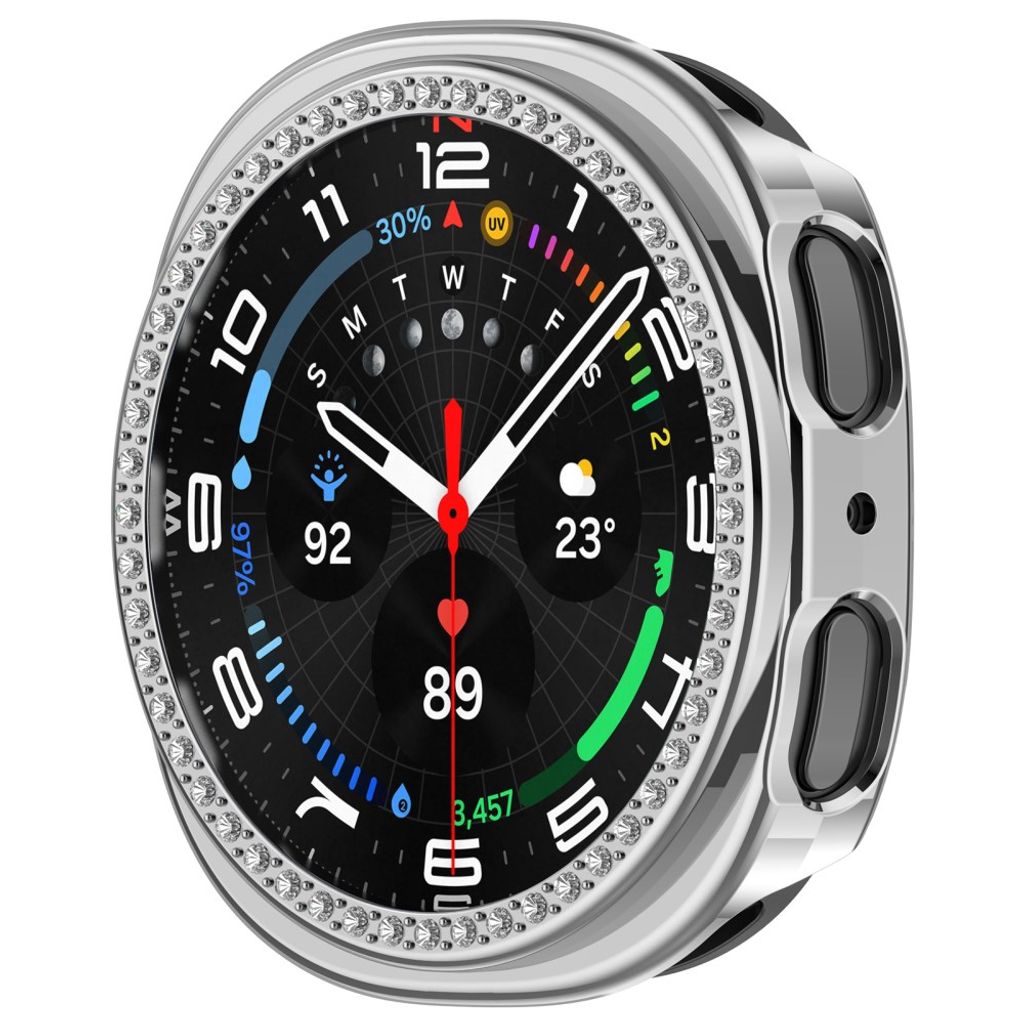 Samsung Galaxy Watch9 44mm Deksel med rhinsteiner - Sølv