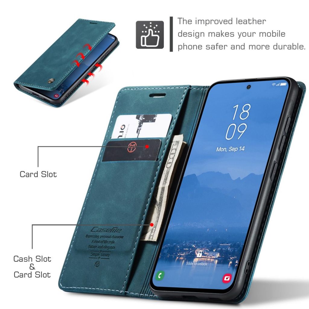 CASEME Samsung Galaxy S25 FE Plånboksfodral med Kortfack - Blå