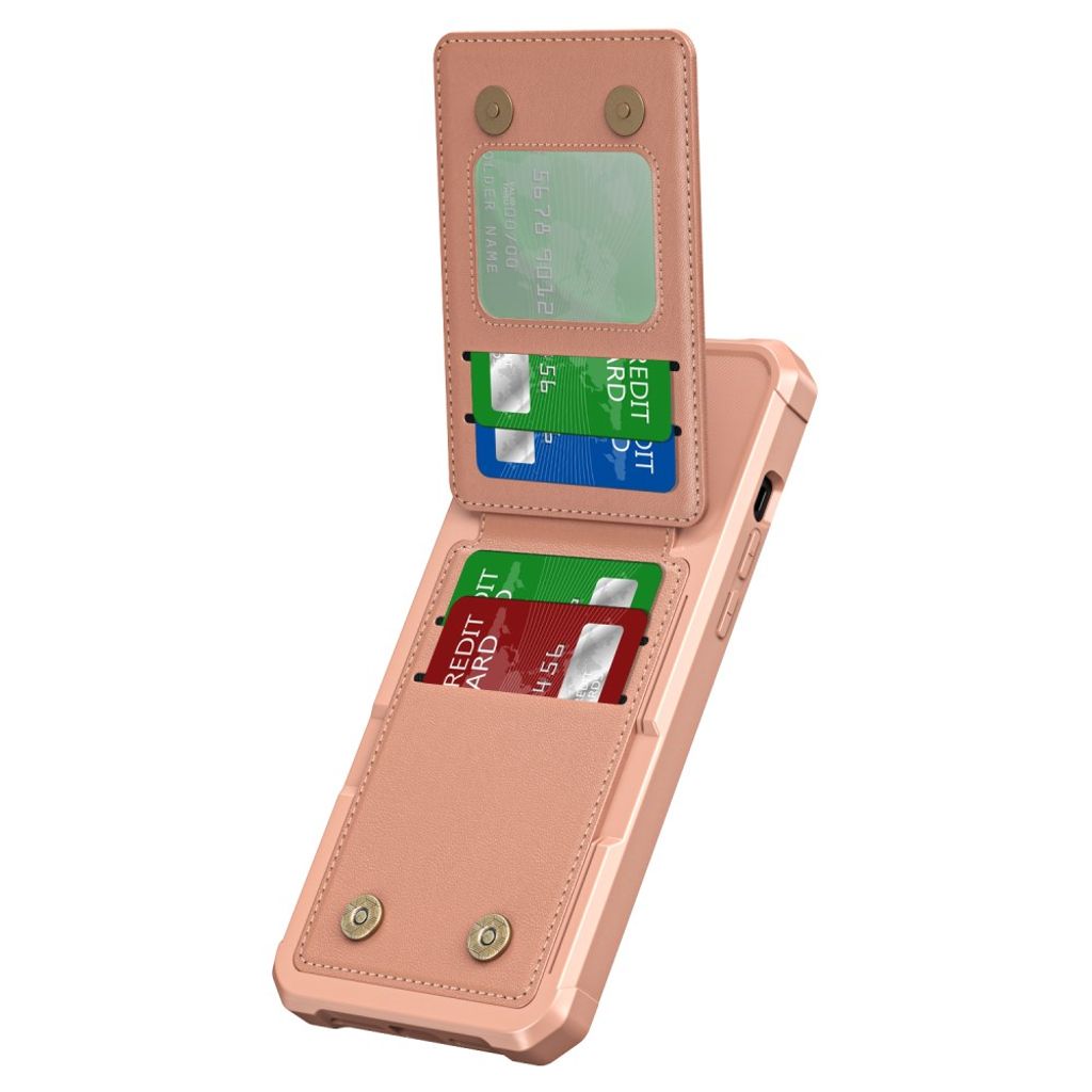 iPhone 14 Pro Plånboksskal Korthållare/Stativ - Roséguld