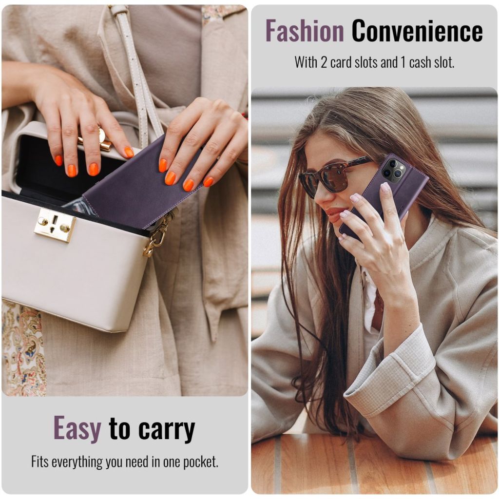 CASEME iPhone 11 Pro Max Pungetui RFID-blokerende Stativ – Lilla