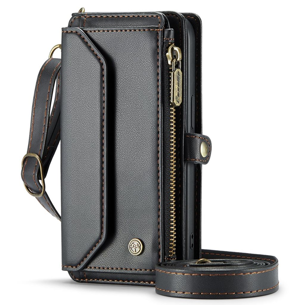 CASEME C36 Lommeboketui med Stropp og RFID for iPhone 16 Pro Max – Svart