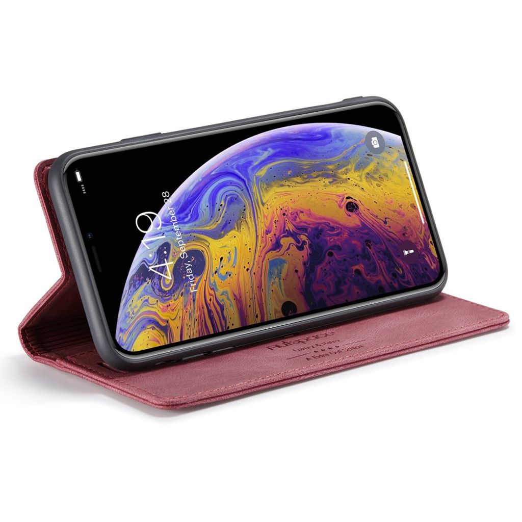 AUTSPACE iPhone X/XS Plånboksfodral RFID-blockerande Stativ – Röd