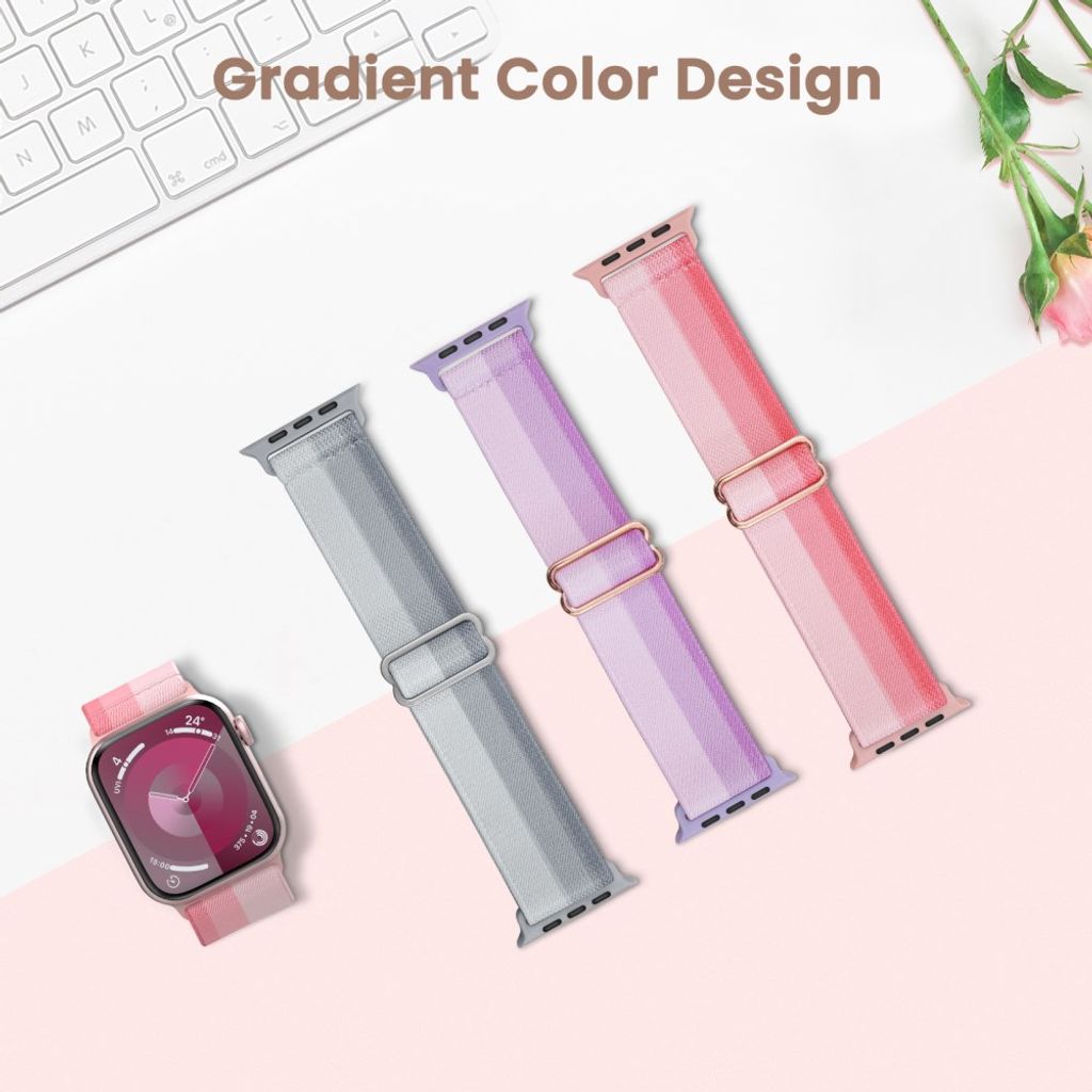 AHASTYLE WE26 Apple Watch 49 / 46 / 44 / 42mm Punottu nailoninen kellonranneke - Violetti