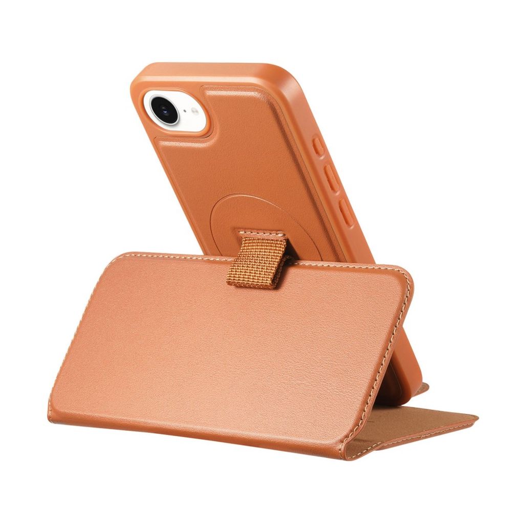 CASENEO iPhone 16e Magnetic Wallet Cover RFID Blocking – Brown