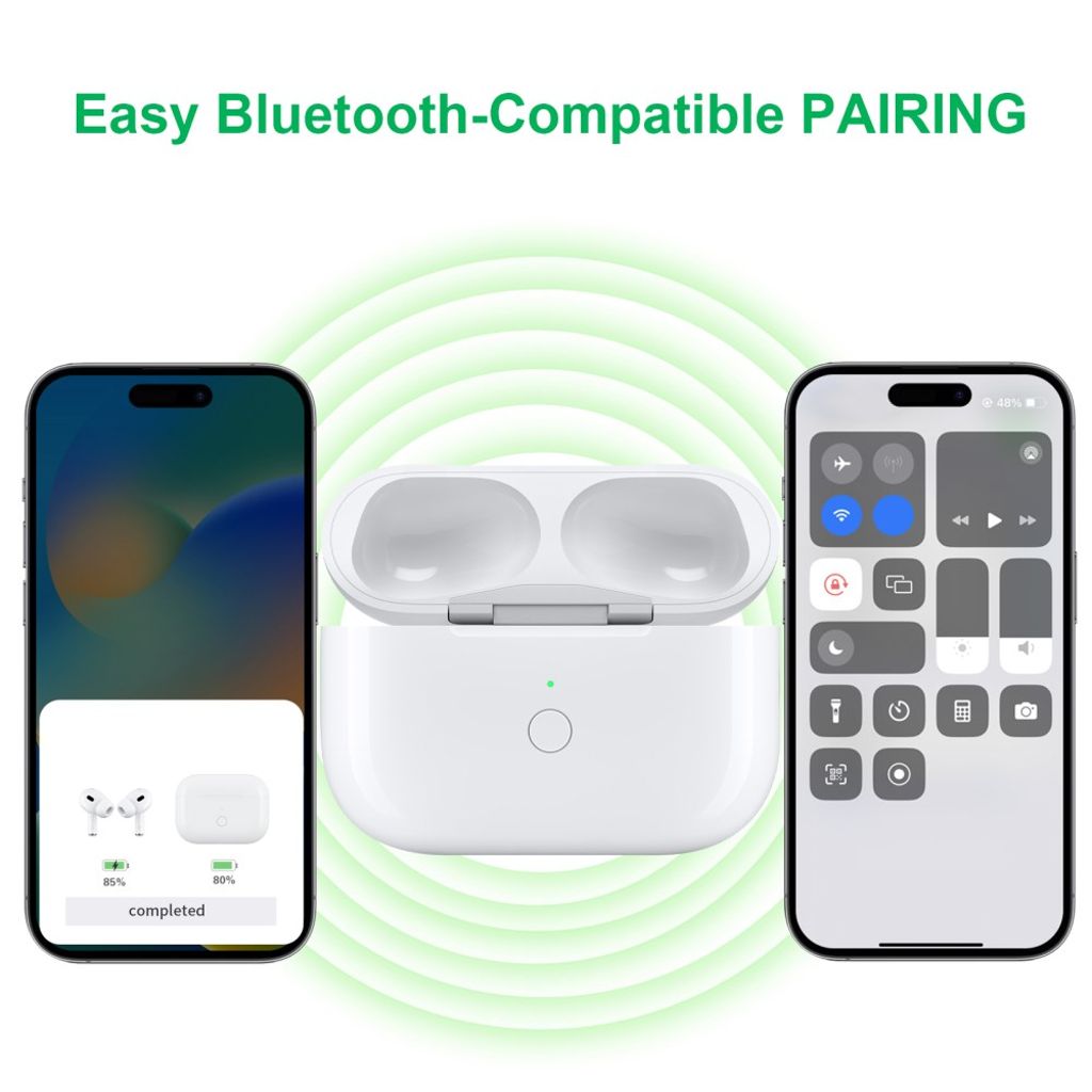 AirPods Pro/Pro 2 ladeetui med USB-C-port 680 mAh trådløs lading – hvit