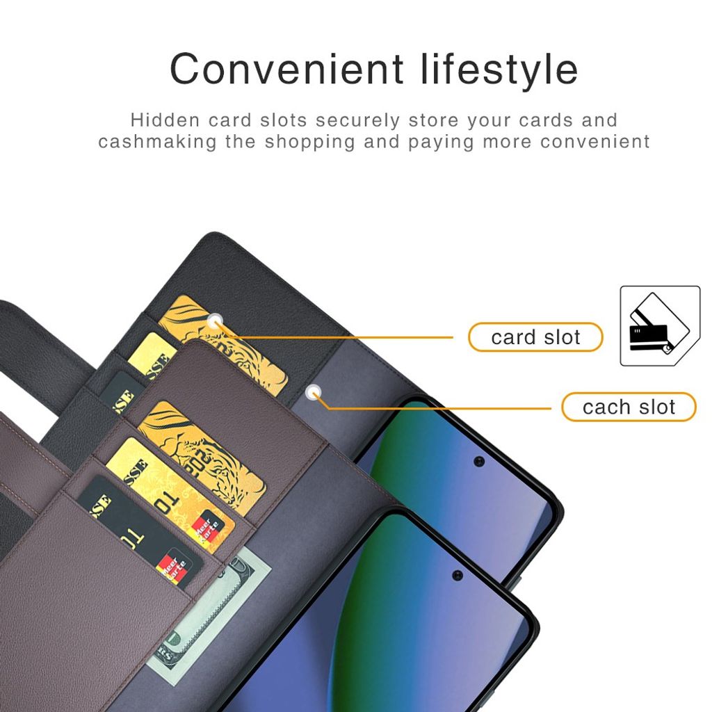 Google Pixel 11 Pro XL Plånboksfodral Äkta Läder - Svart
